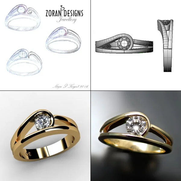 Custom Made Modern Engagement Ring Zoran Designs Jewellery Hamilton Ontario Jeweller
